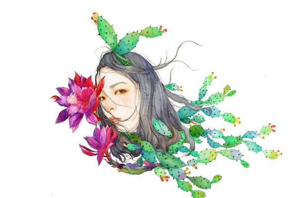 Portrait, flower background, artwork — Affiliate Success Stories in 55 Club